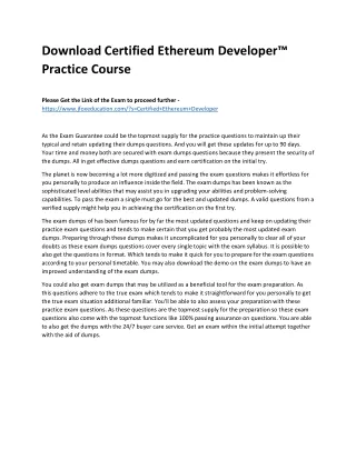 download certified ethereum developer practice