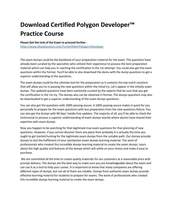 download certified polygon developer practice