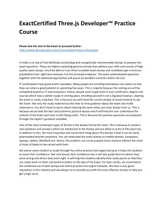 ExactCertified Three.js Developer™ Practice Course
