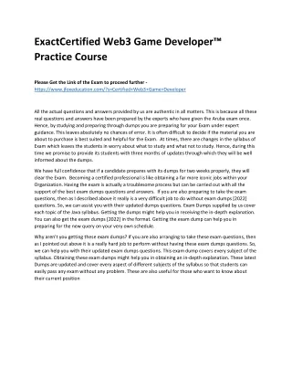 exactcertified web3 game developer practice course