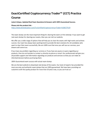 exactcertified cryptocurrency trader cct practice