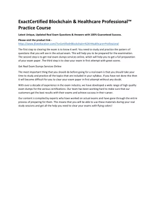 exactcertified blockchain healthcare professional