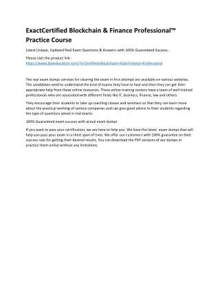 exactcertified blockchain finance professional