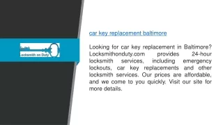 Car Key Replacement Baltimore  Locksmithonduty.com