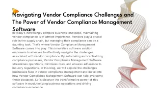 navigating vendor compliance challenges and the power of vendor compliance management software