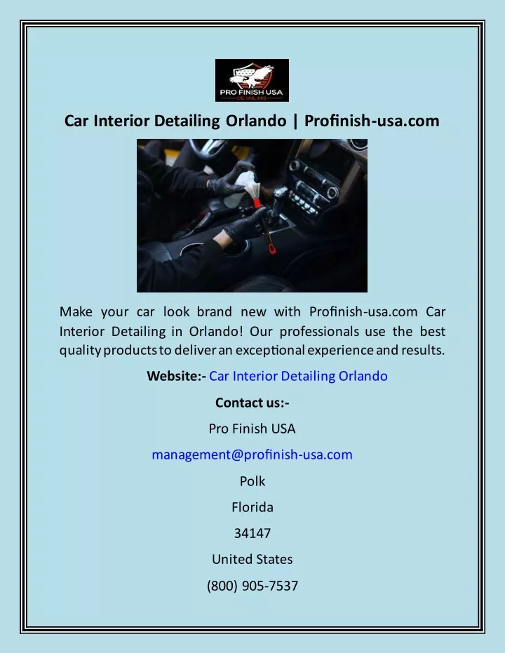 car interior detailing orlando profinish usa com