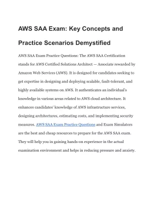 AWS SAA Exam Key Concepts and Practice Scenarios Demystified