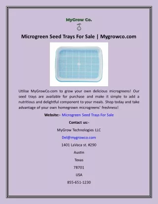 Microgreen Seed Trays For Sale  Mygrowco