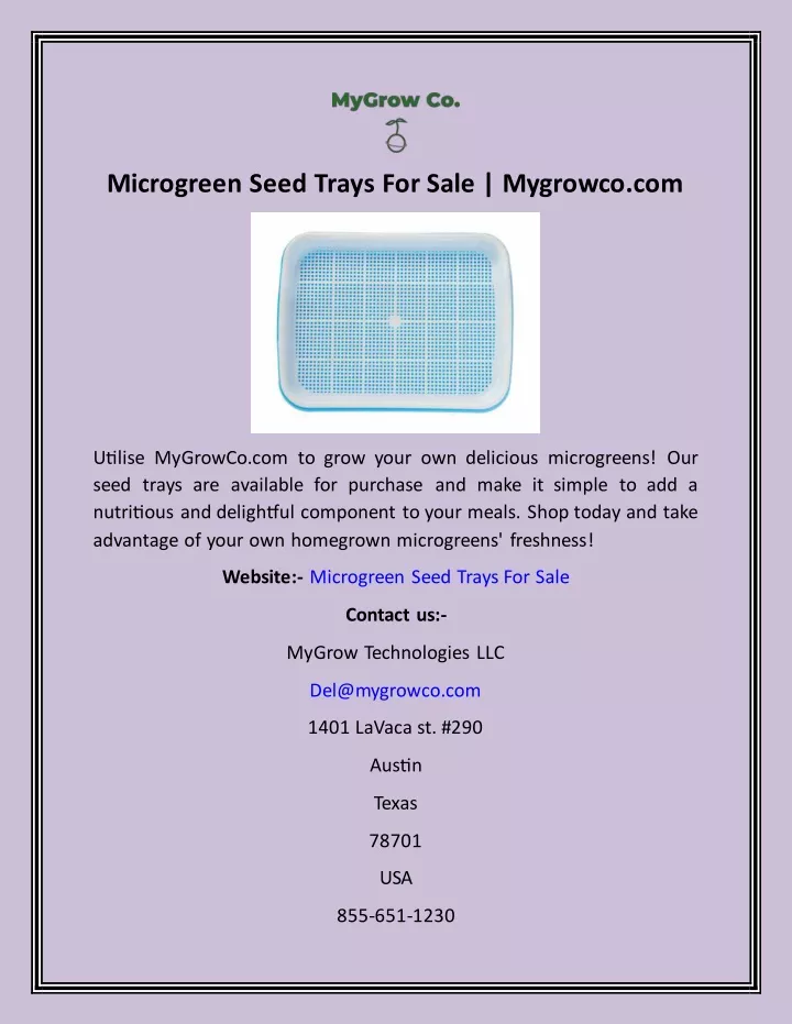 microgreen seed trays for sale mygrowco com