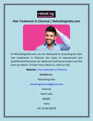 Hair Treatment In Chennai  Relookingindia