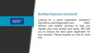 Bluewater Registration Services Bv  Sanmarino-yachtregistration.com