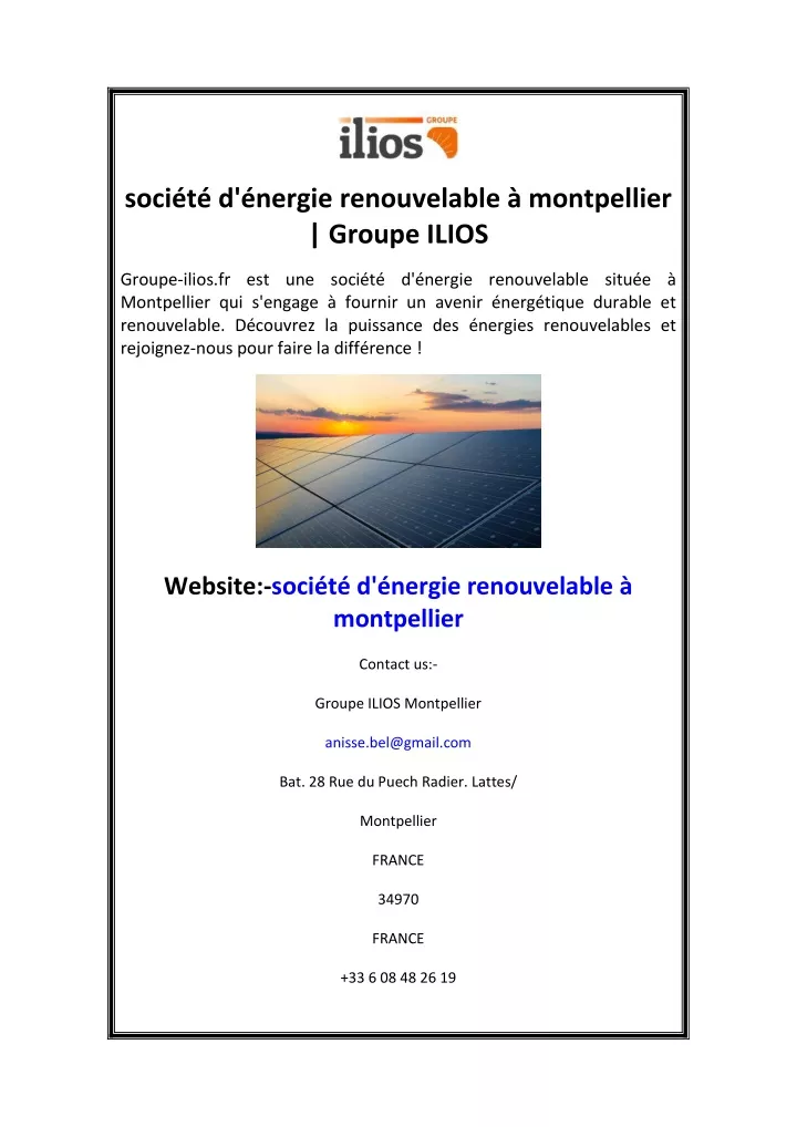 soci t d nergie renouvelable montpellier groupe