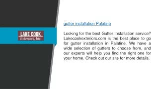 Gutter Installation Palatine Lakecookexteriors.com