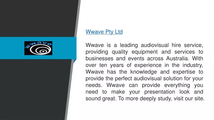 wwave pty ltd wwave is a leading audiovisual hire