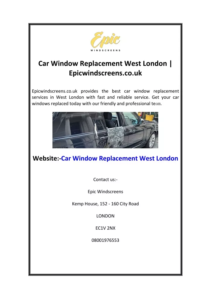 car window replacement west london