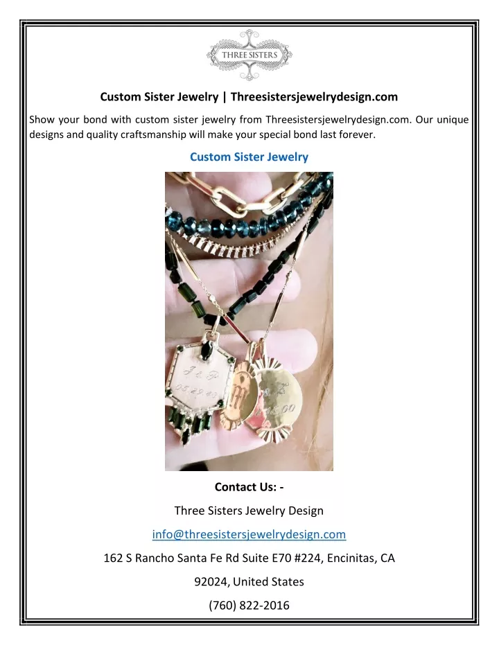 custom sister jewelry threesistersjewelrydesign