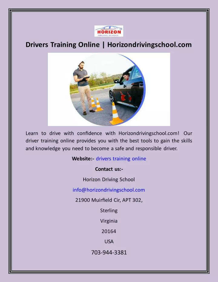 drivers training online horizondrivingschool com