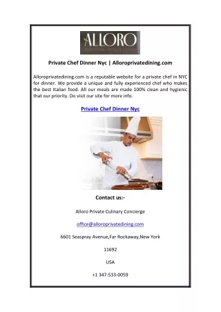 private chef dinner nyc alloroprivatedining com