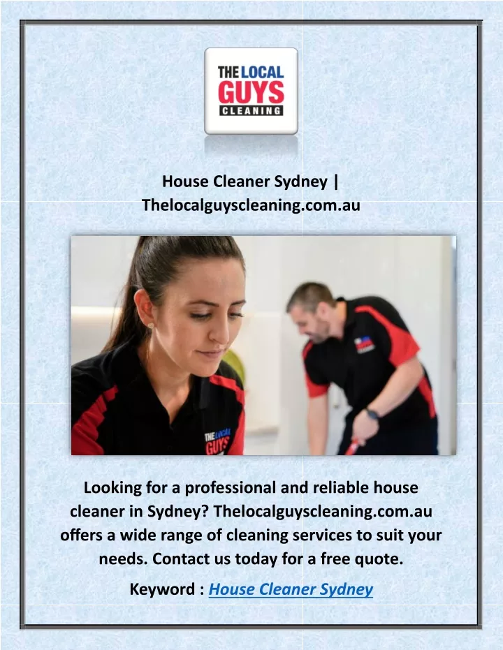 house cleaner sydney thelocalguyscleaning com au