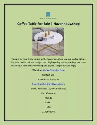 Coffee Table For Sale  Havenhaus.shop
