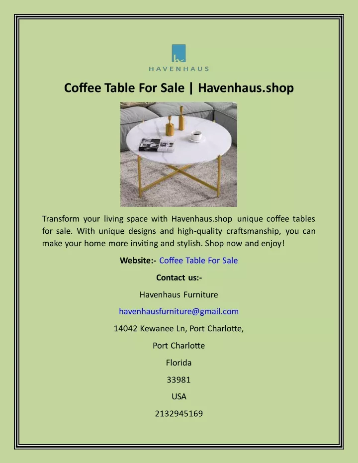 coffee table for sale havenhaus shop