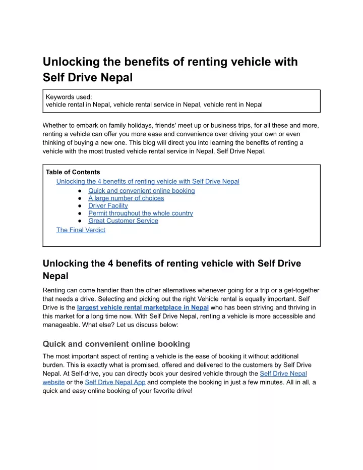 unlocking the benefits of renting vehicle with