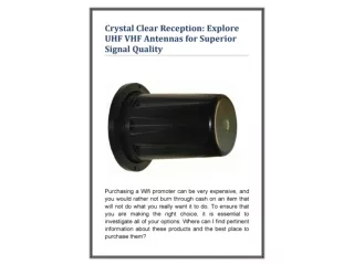 Crystal Clear Reception Explore UHF VHF Antennas for Superior Signal Quality