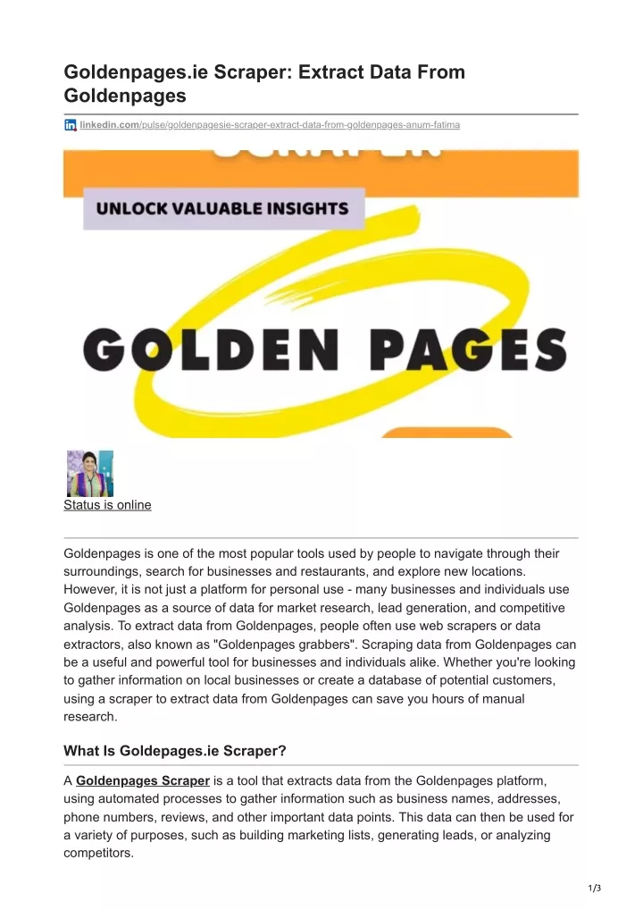 goldenpages ie scraper extract data from
