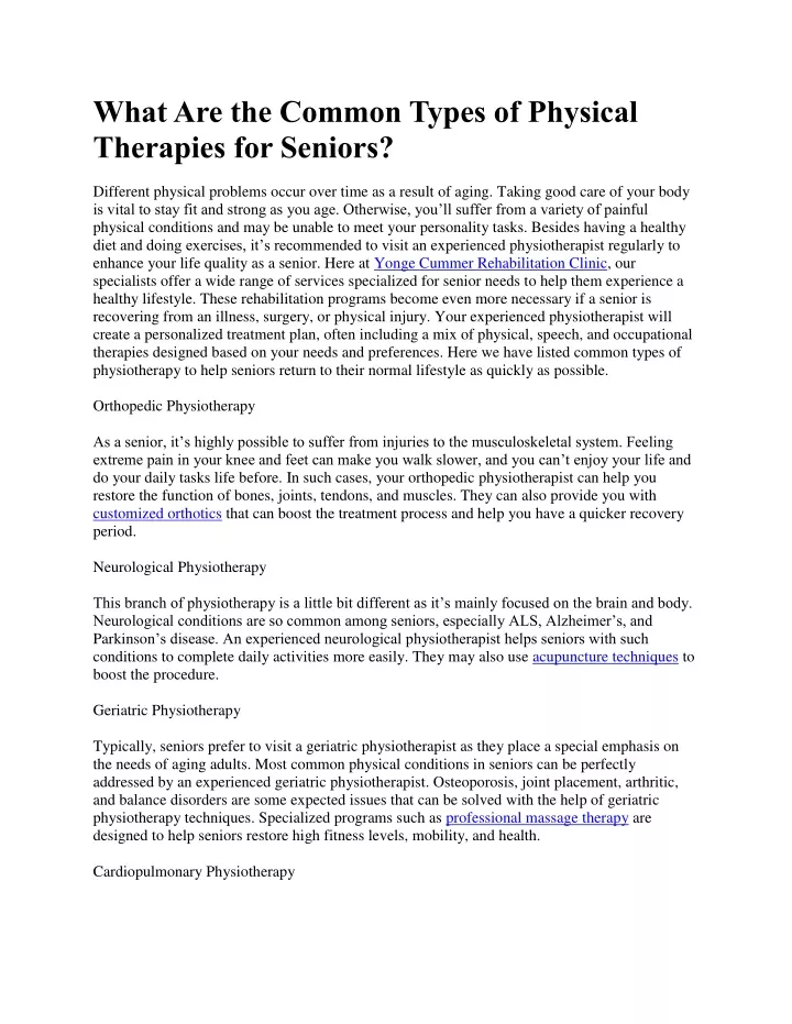 what are the common types of physical therapies