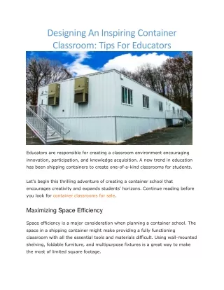 designing an inspiring container classroom tips