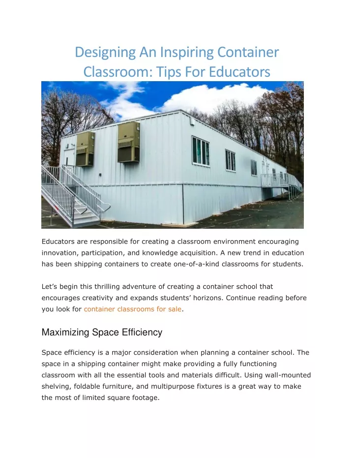 designing an inspiring container classroom tips