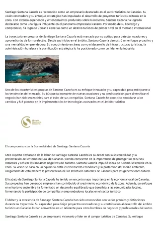 La visión estratégica de Santiago Santana Cazorla para el turismo en Canarias