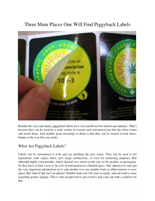 three main places one will find piggyback labels