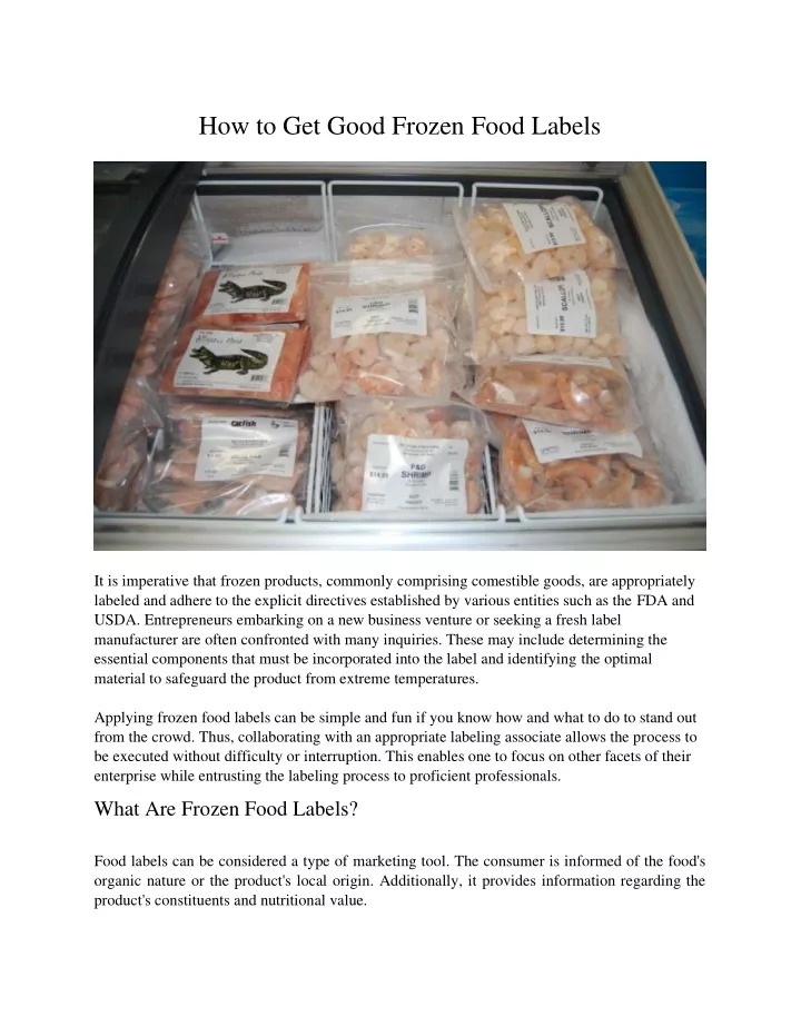 how to get good frozen food labels