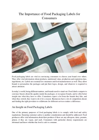the importance of food packaging labels