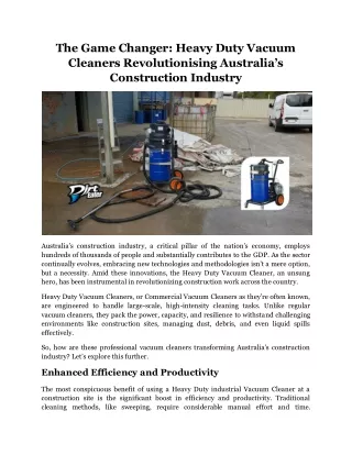 The Game Changer Heavy Duty Vacuum Cleaners Revolutionising Australia’s Construction Industry