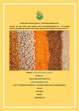 Indian Agro Products Exporter | Fortuneagrooproduct.com