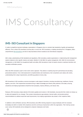 IMS Consultancy Singapore