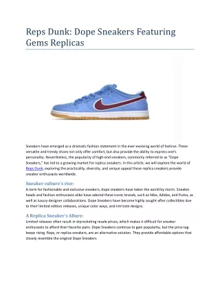 Reps Dunk Dope Sneakers Featuring Gems Replicas