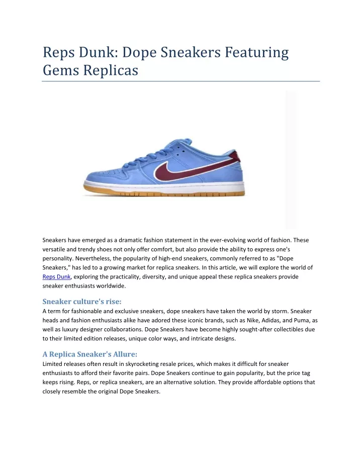 reps dunk dope sneakers featuring gems replicas