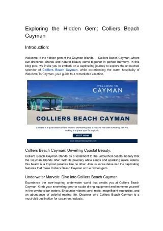 Exploring the Hidden Gem_ Colliers Beach Cayman
