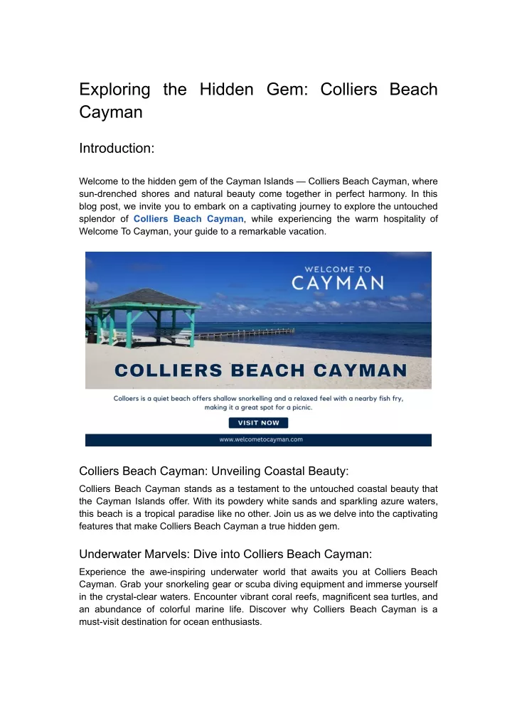 exploring the hidden gem colliers beach cayman