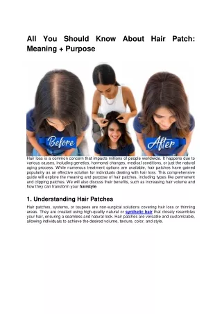 All You Should Know About Hair Patch Meaning   Purpose