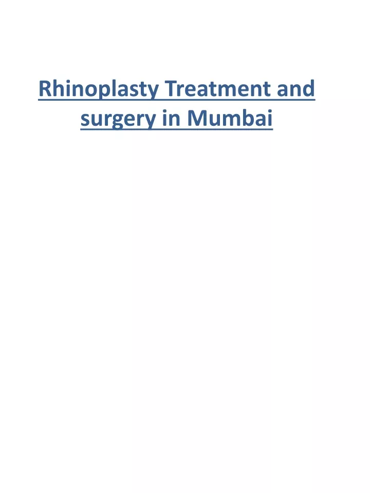 rhinoplasty treatment and surgery in mumbai