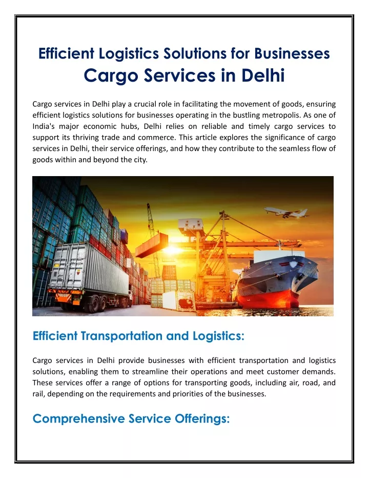 efficient logistics solutions for businesses
