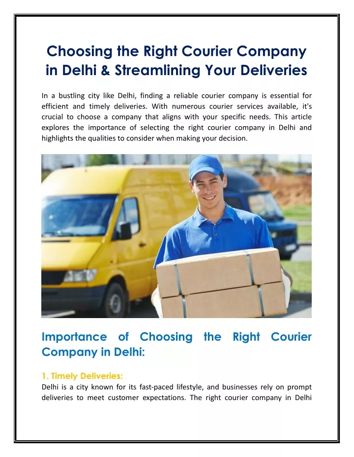 choosing the right courier company in delhi