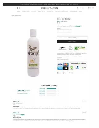 Buy Uniquely Natural Rinse Aid 250ml-Secret to Streak free Dishes