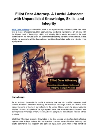 _Elliot Dear Attorney- A Lawful Advocate with Unparalleled Knowledge, Skills, and Integrity