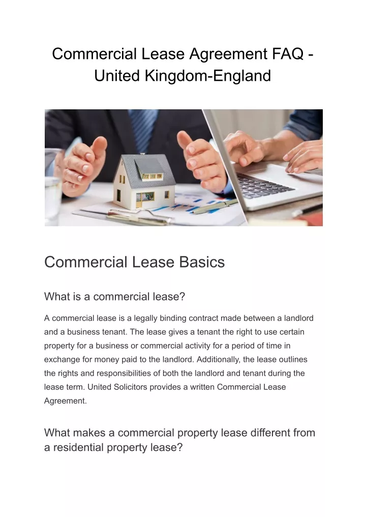 commercial lease agreement faq united kingdom