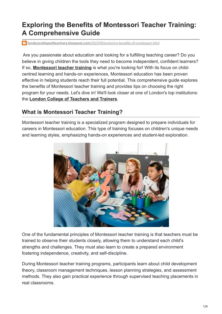 exploring the benefits of montessori teacher